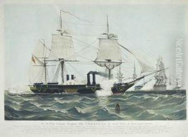 H.m. War Steam Frigate The Terrible Oil Painting by Henry Papprill