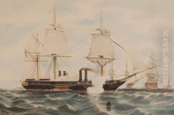 Hm War Steam Frigate The Terrible Oil Painting by Henry Papprill