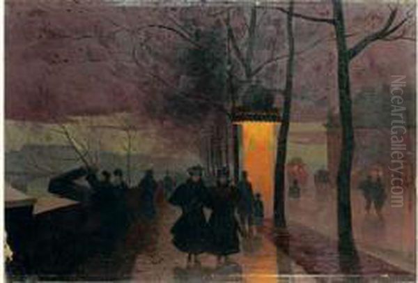 Le Soir, Quai Conti Oil Painting by Leon Parent