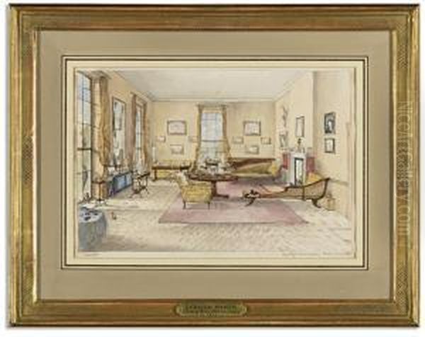 Miss Page's Drawing Room, Pointers, Surrey Oil Painting by Louisa Paris