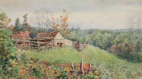 Old Farm On Hilltop Oil Painting by Walter Paris