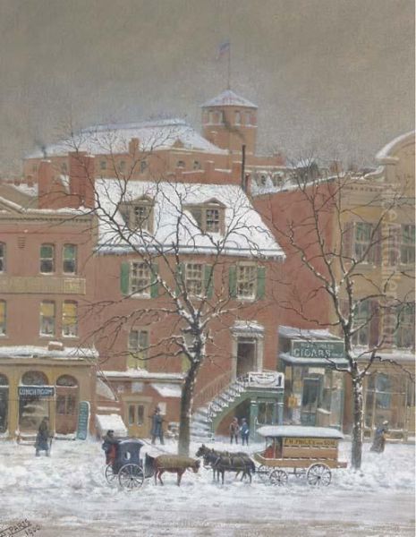 Winter On Tenth Street, Washington D.c. Oil Painting by Walter Paris