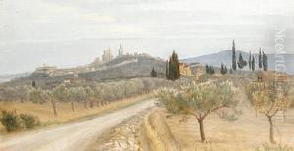 View Of San Gimignano Oil Painting by Napoleone Parisani