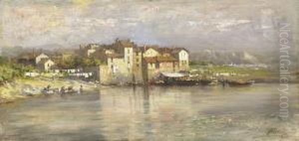 Pescarenico. Lago Di Lecco Oil Painting by Francesco Paolo Parisi