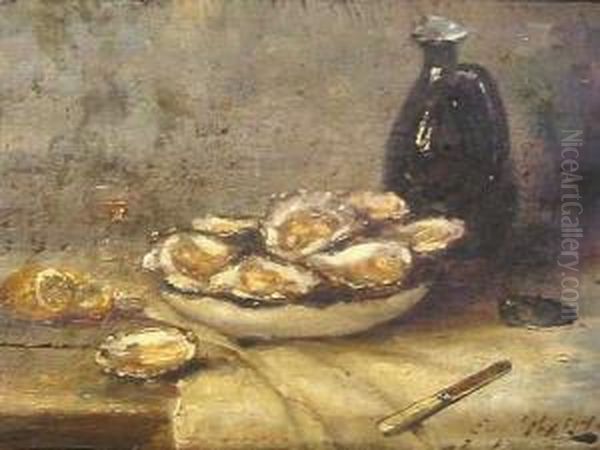 Nature Morte Aux Huitres Oil Painting by Eugene Ferdinand Parisy