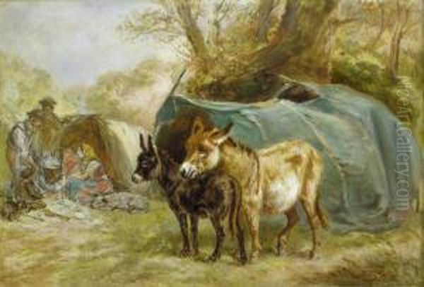 A Gypsy Camp Oil Painting by Henry Morley Park