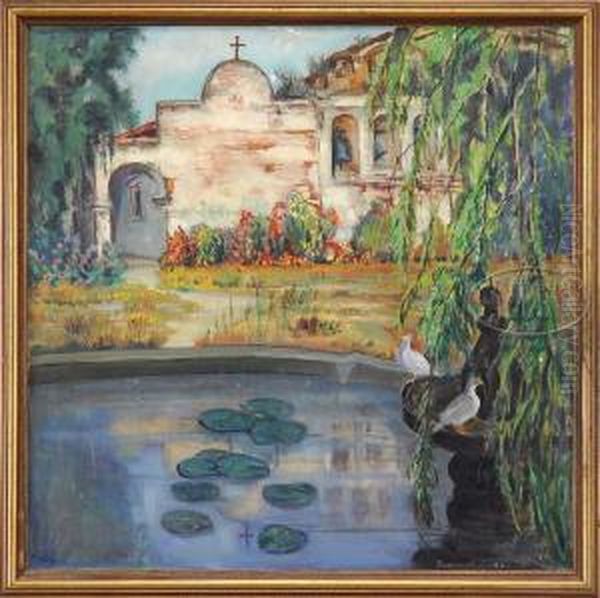 Bloser The Reflecting Pool Oil Painting by Florence Parker Bloser