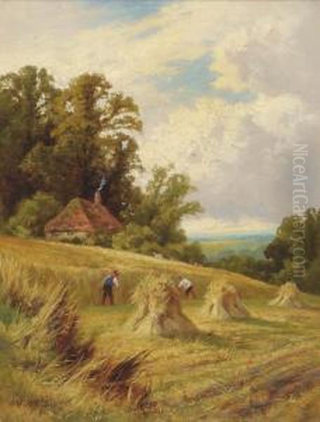 A Sussex Cornfield Oil Painting by Henry Hillier Parker