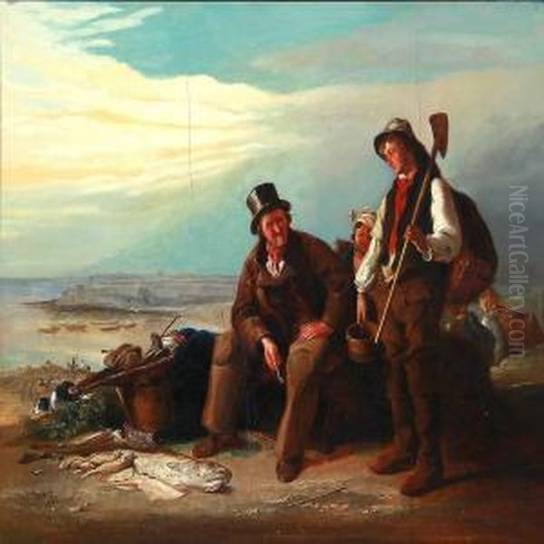 Fishermen Resting On The Beach by Henry Perlee Parker