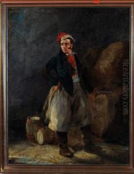 A Smuggler On A Rocky Beach Oil Painting by Henry Perlee Parker