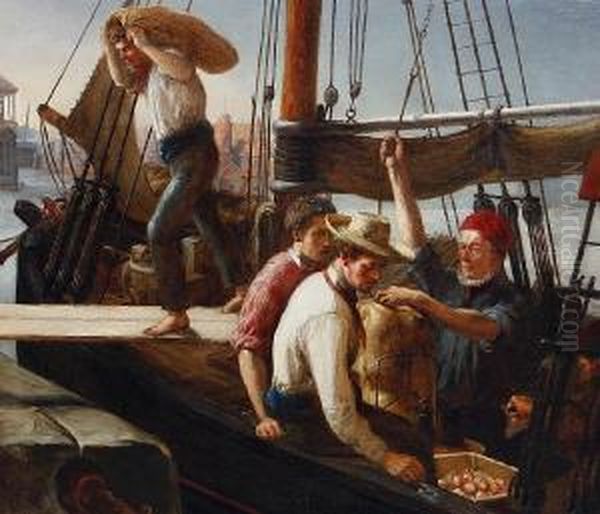 Unloading The Boat Oil Painting by Henry Perlee Parker