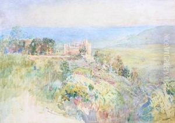 Castle Overlooking A Landscape Oil Painting by John Parker