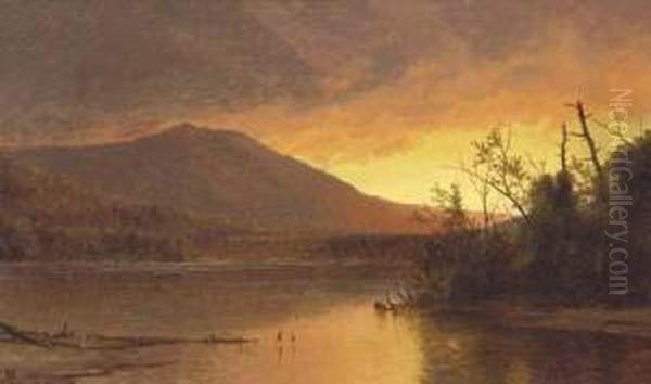 Mountain Sunset Oil Painting by John Adams Parker