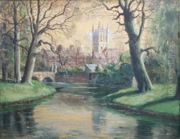 View Of Mildenhall Church Oil Painting by Mabel Parker