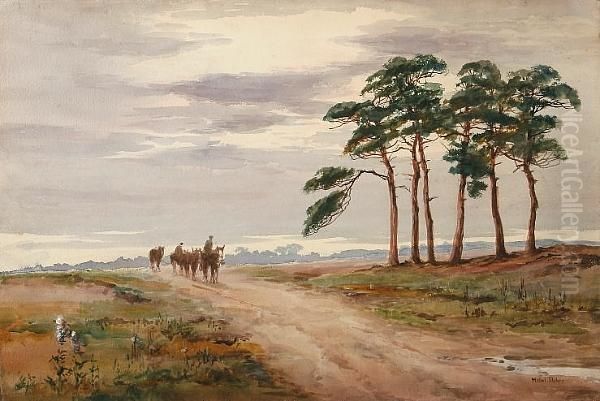 On The Icklingham Road, Near Mildenhall Oil Painting by Mabel Parker