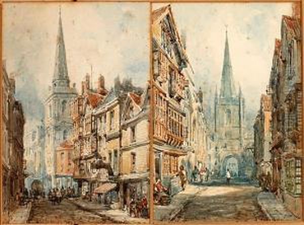 Broad St. Bristol; High St. Bristol Oil Painting by Alfred Edward Parkman