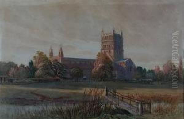 Tewkesbury Abbey In The Spring Oil Painting by Ernest Parkman