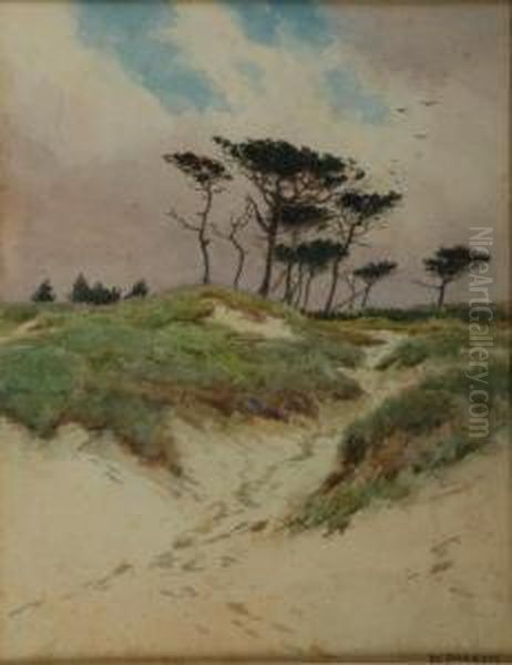 British Sand Dunes With Windswept Trees Oil Painting by William Samuel Parkyns