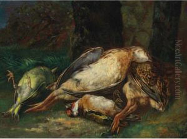 Still Life With Birds Oil Painting by Miguel Parra Y Soler