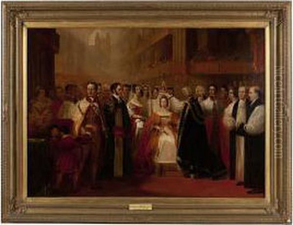 Coronation Of Queen Victoria, Early 19th Century Oil Painting by Edmund Thomas Parris