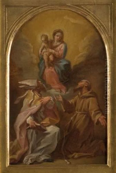 La Vierge A L'enfant Avec Saint Francois Et Saint Augustin. Oil Painting by Etienne Parrocel