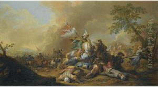 A Battle Between Christians And Turks Oil Painting by Ignace Jacques Parrocel