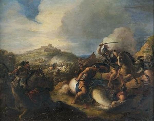 Choc De Cavalerie Oil Painting by Ignace Jacques Parrocel