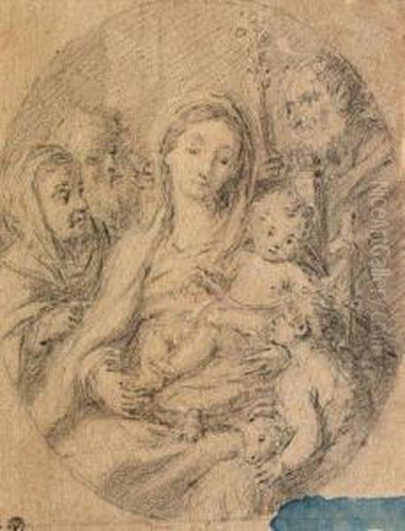 Sainte Famille Avec Sainte Elizabeth 
Et Saint Jean Baptiste Oil Painting by Pierre Parrocel