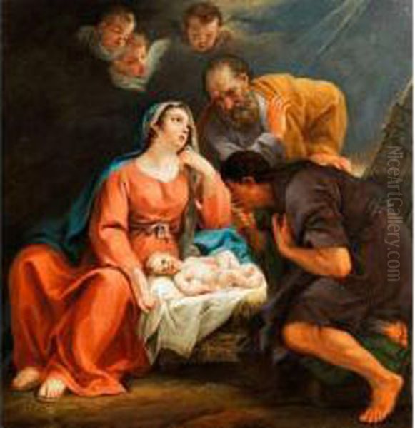 Anbetung Des Kindes In Bethlehem Mit Maria Oil Painting by Pierre Parrocel