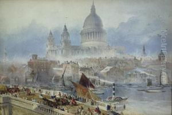 The Thames By St Paul's Oil Painting by William Parrott