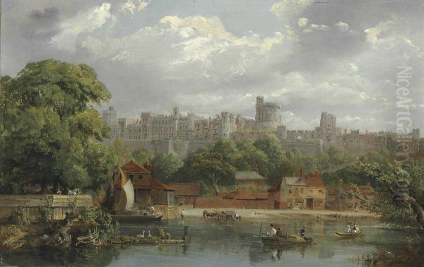 Windsor Castle From The Thames Oil Painting by William Parrott