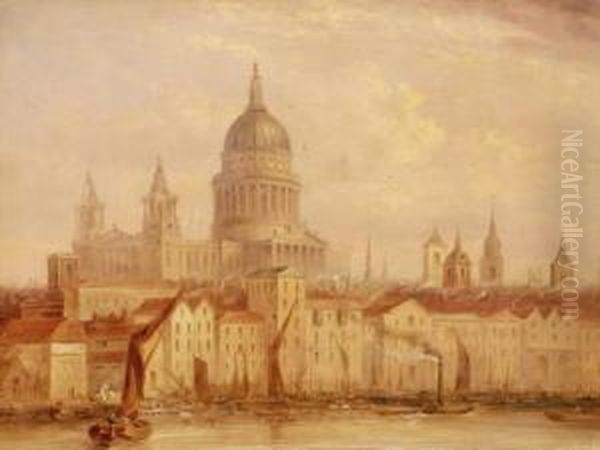 The Churchof Saint Paul's From The Thames Oil Painting by William Parrott