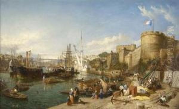 Brest Harbour Oil Painting by William Parrott