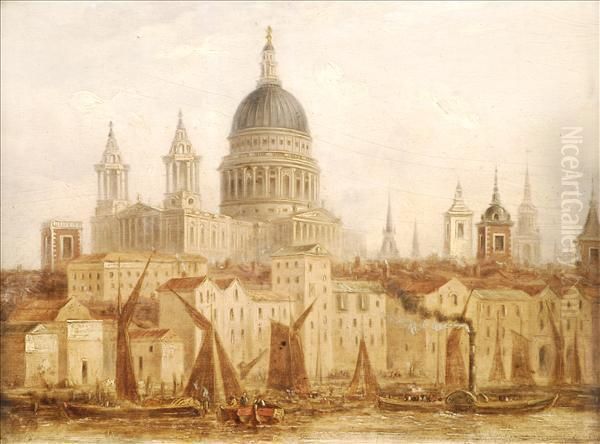 The Church Of Saint Paul's From The Thames Oil Painting by William Samuel Parrott