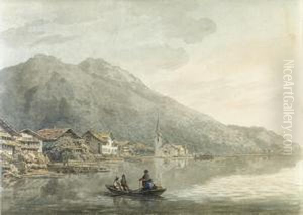 Gersau On The Lake Of Lucerne, Switzerland Oil Painting by William Pars