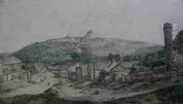 View Of A Hill Town And Its Outskirts, Possibly Launceston by William Pars