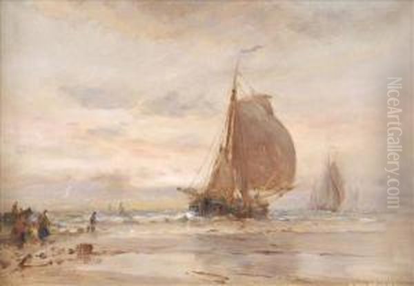 Ships Off Thecoast Oil Painting by Arthur Wilde Parsons