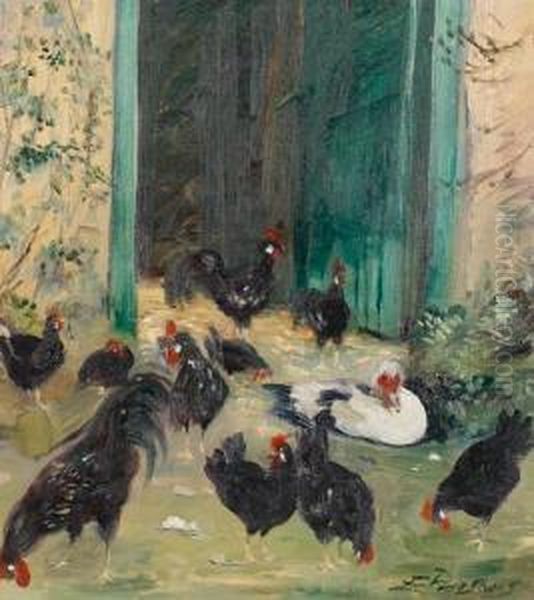 Chickens Oil Painting by Elizabeth Parsons