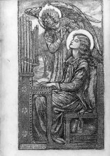 St.cecilia Playing The Organ Oil Painting by Karl Parsons