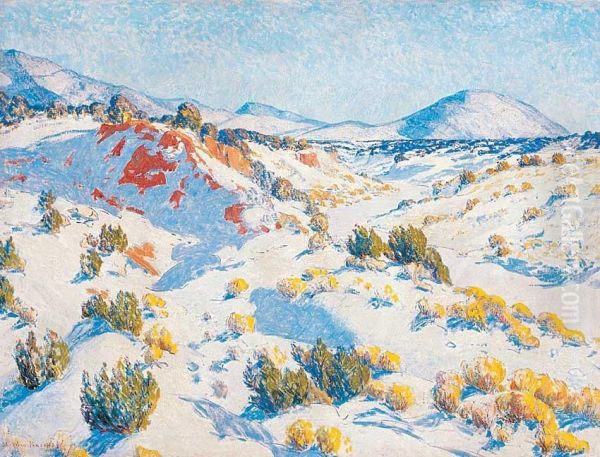 Winter In Santa Fe Oil Painting by Sheldon Parsons