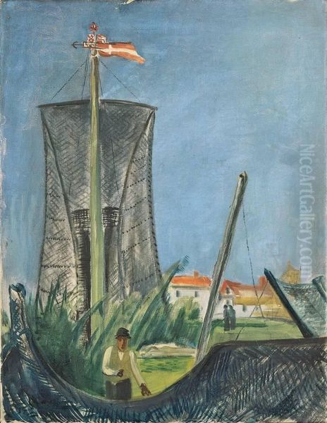 Fischernetze (nidden) Oil Painting by Alfred Partikel