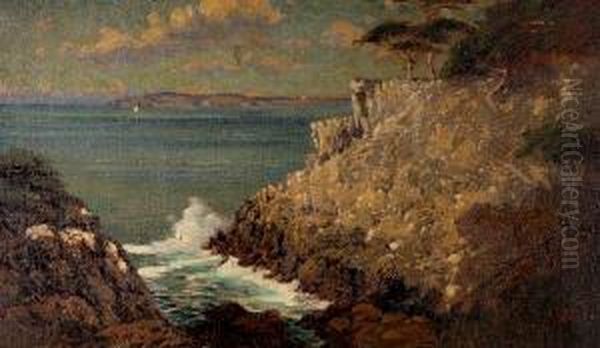 Carmel Coast With Cypress Trees Oil Painting by Richard Langtry Partington