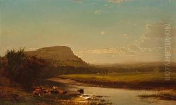 Sunset On The Hudson Oil Painting by Arthur Parton