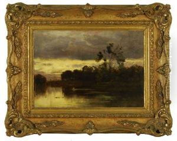 Sunset On The Lake Oil Painting by Ernest Parton