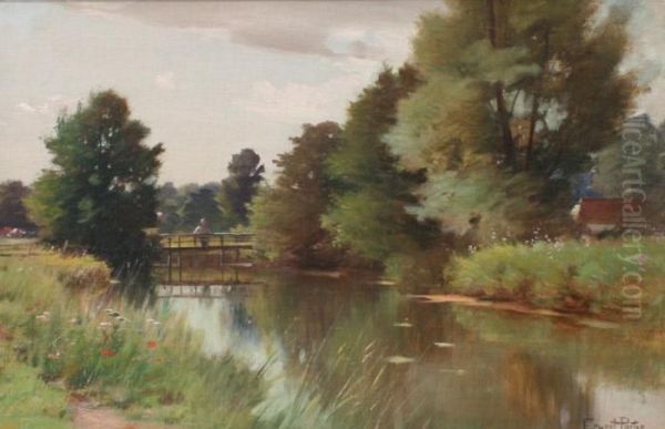 Stream Scene With Lily Pads Oil Painting by Ernest Parton