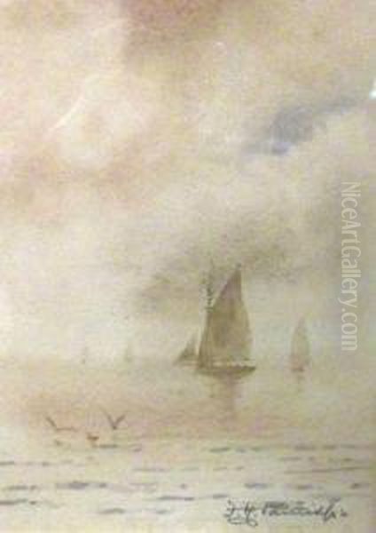 Shipping Becalmed Oil Painting by Frederick Henry Partridge