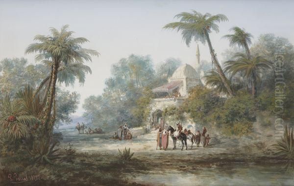 Cavaliers Arabes Dans Une Oasis Oil Painting by Paul Pascal