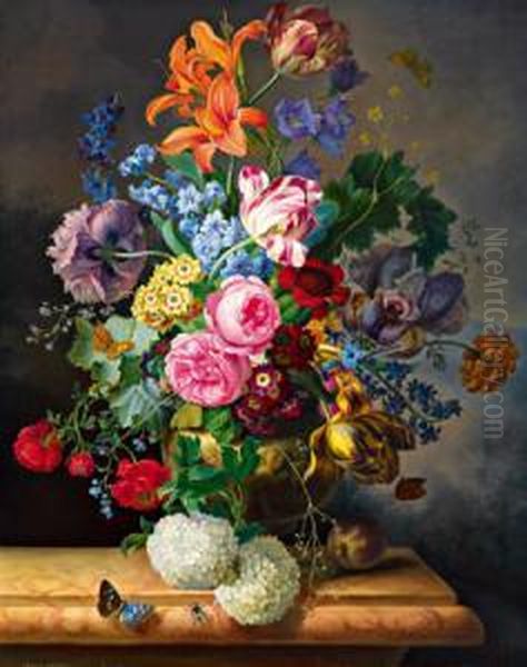 Grande Quadro Di Fiori Con Rose Oil Painting by Anton Paschinger