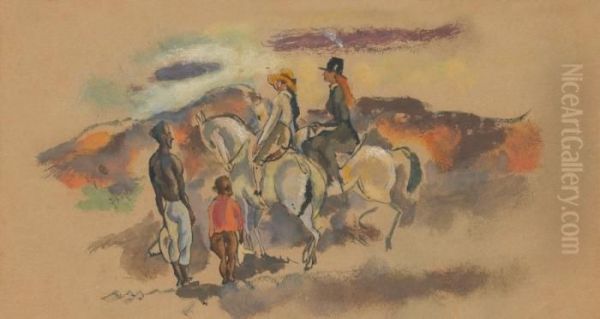 Deux Amazones Oil Painting by Jules Pascin