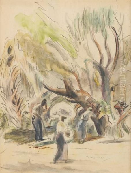 Le Grand Arbre A La Havane Oil Painting by Jules Pascin